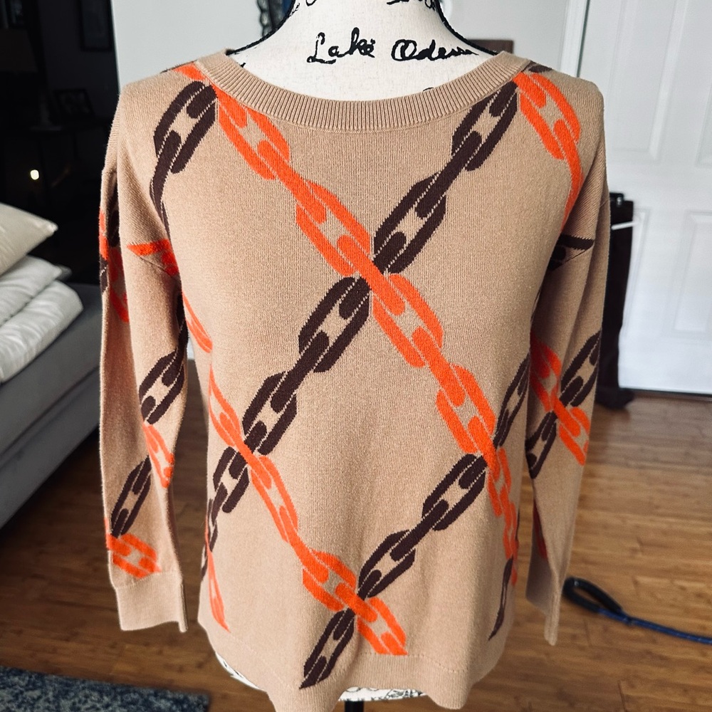 Talbots Chain Pattern Tan Sweater - image 1